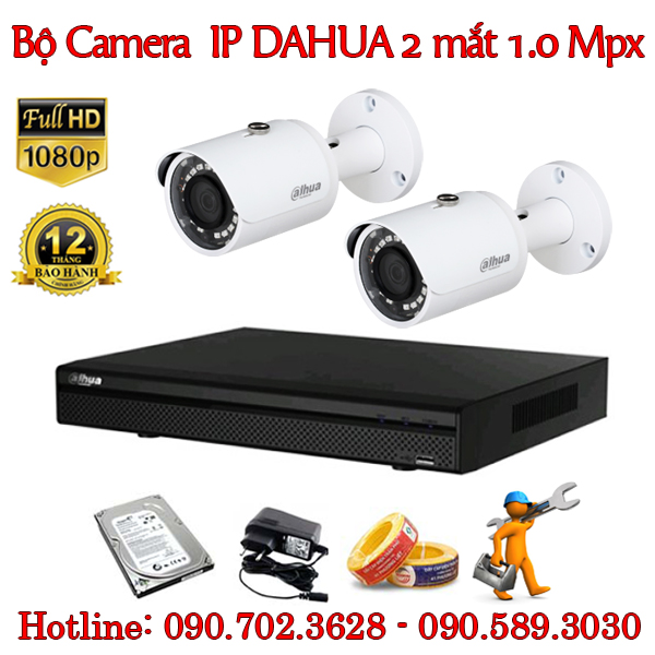 Trọn bộ 2 camera IP Dahua 1.0 MP