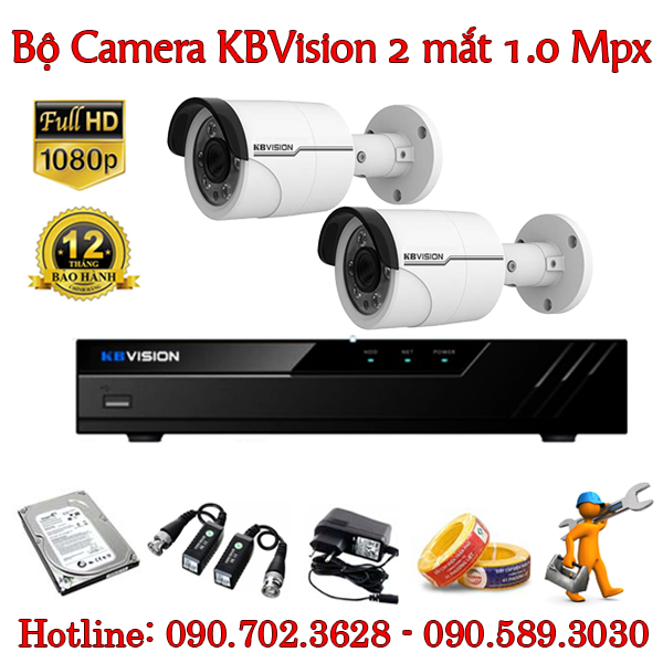 Trọn bộ 2 camera KBvision 1.0 MP